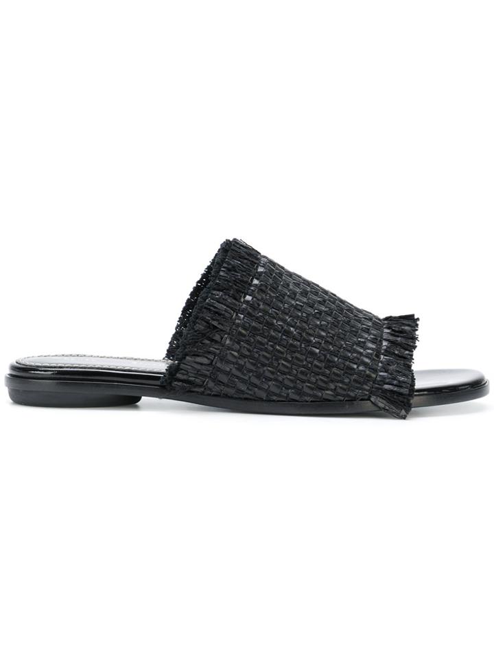 Proenza Schouler Woven Open Toe Sliders - Black