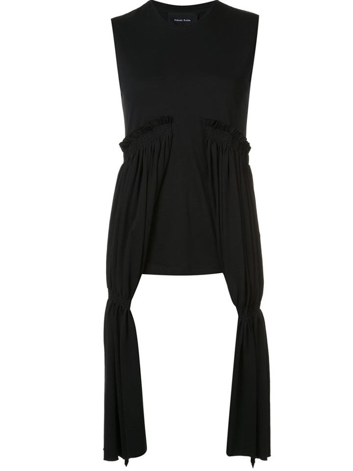 Simone Rocha Ruffled Panel Tank Top, Women's, Size: Small, Black, Cotton