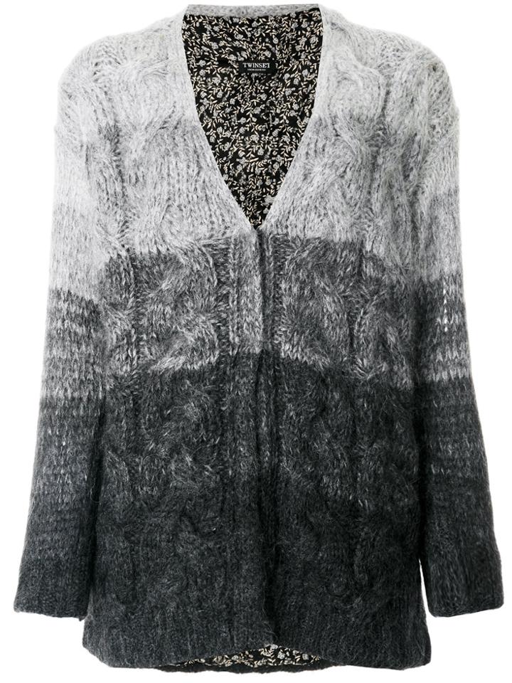 Twin-set Ombré Knitted Cardigan - Grey