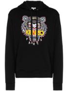 Kenzo Tiger Embroidered Cotton Hoodie - Black
