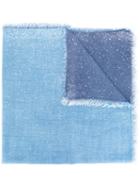 Faliero Sarti - Embellished Fringed Scarf - Unisex - Silk/polyester/cashmere/virgin Wool - One Size, Blue, Silk/polyester/cashmere/virgin Wool