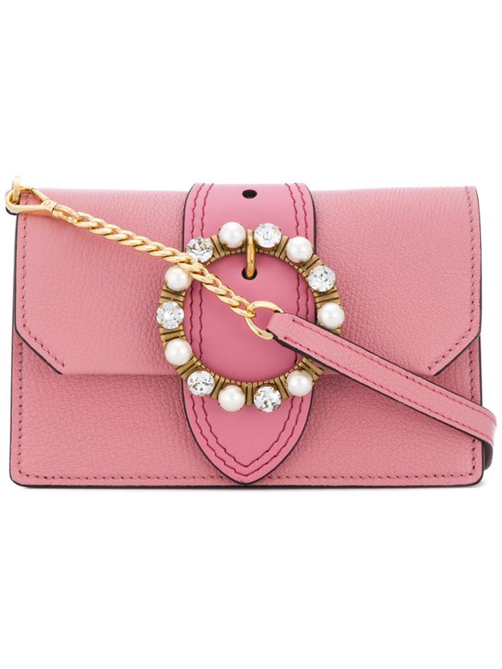 Miu Miu Crystal Buckle Shoulder Bag - Pink & Purple