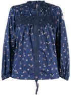 Moncler Printed Funnel Neck Jacket, Women's, Size: 2, Blue, Polyamide