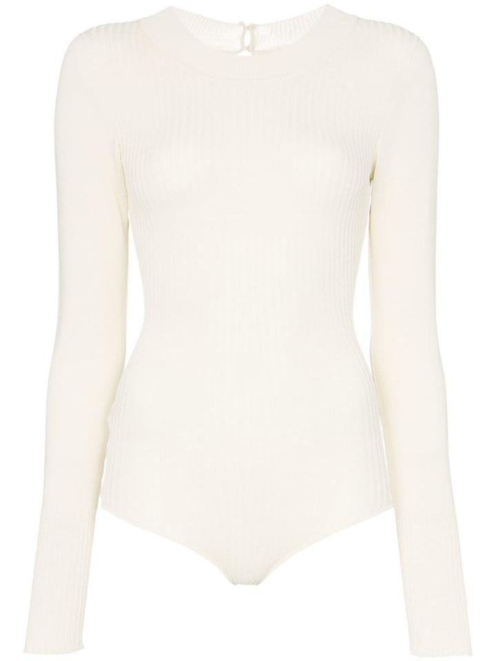 Jacquemus Long-sleeved Ribbed Detail Bodysuit - Neutrals