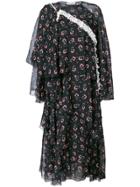Giacobino Floral Print Layered Dress - Black
