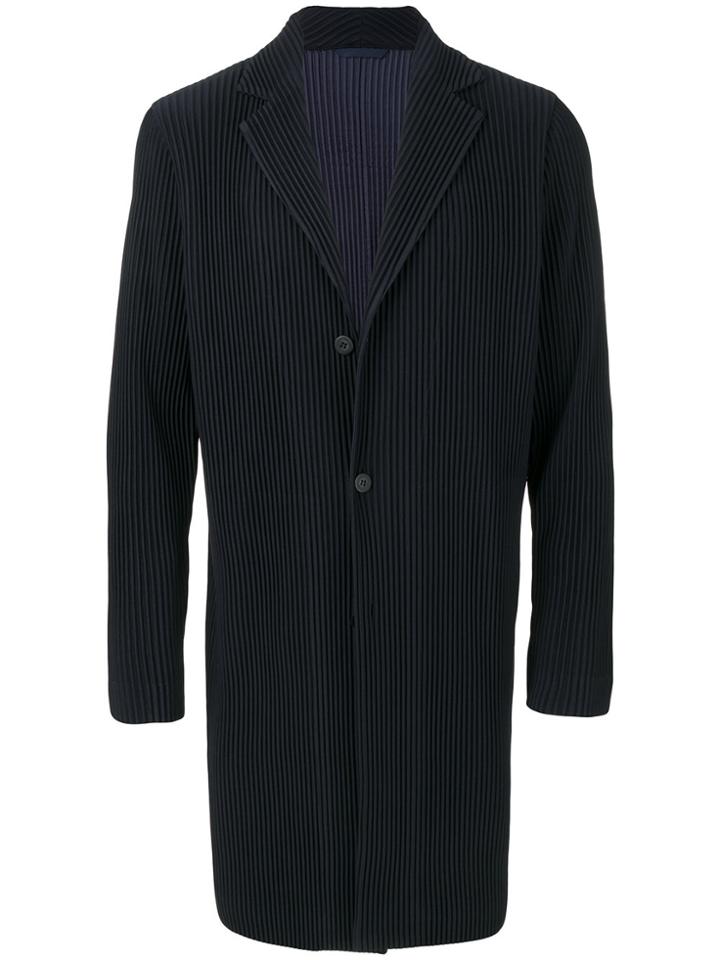 Homme Plissé Issey Miyake Plisse Single Breasted Coat - Blue