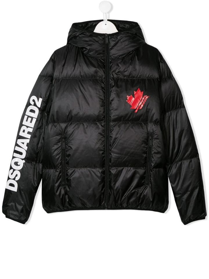 Dsquared2 Kids Teen Padded Logo Print Jacket - Black