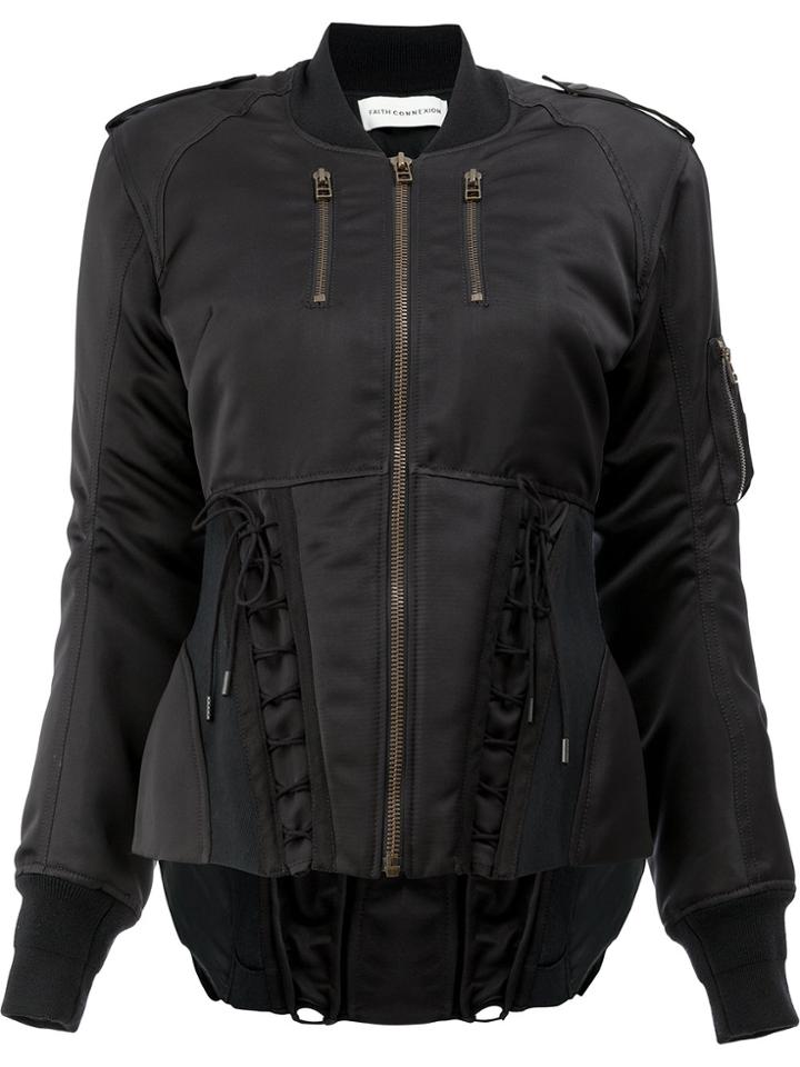 Faith Connexion Classic Fitted Bomber Jacket - Black