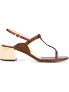 L'autre Chose Chunky Heel T-bar Sandals