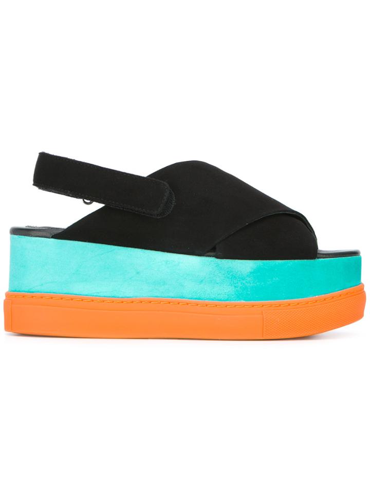 Mm6 Maison Margiela Striped Platform Sandals - Black