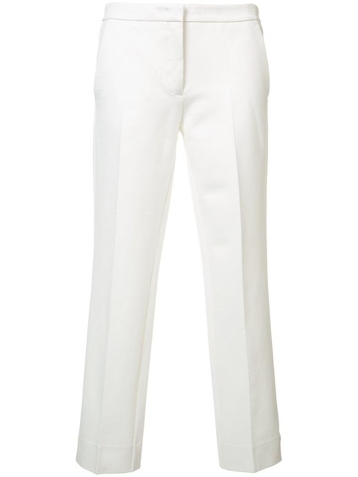 Derek Lam Straight Cropped Trousers, Women's, Size: 44, White, Viscose/polyimide/spandex/elastane