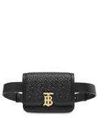 Burberry Belted Quilted Monogram Lambskin Tb Bag - Black