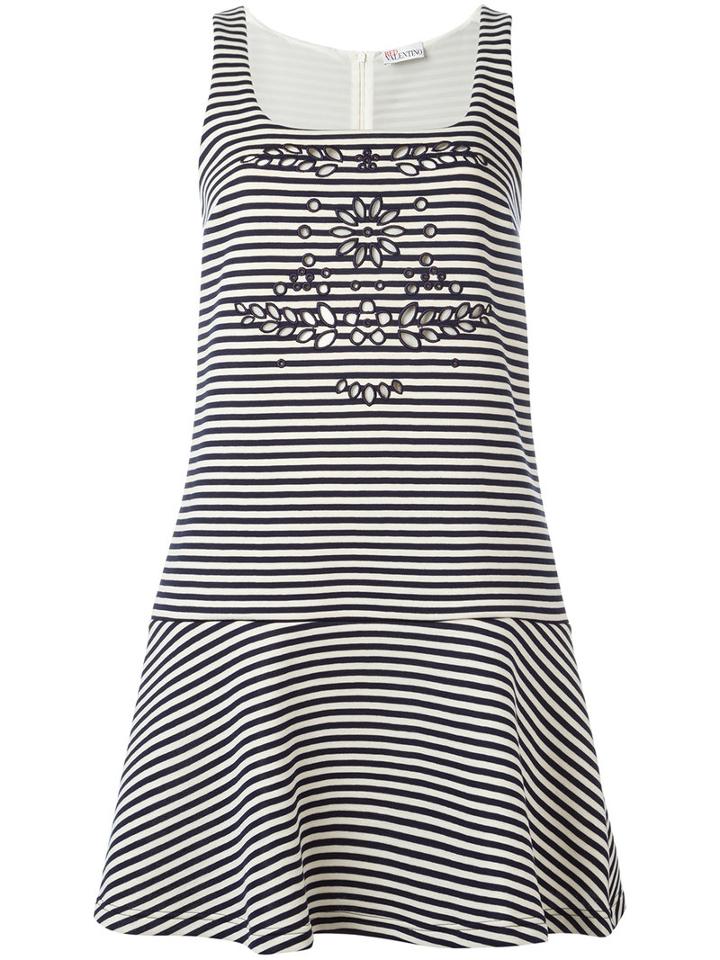 Red Valentino Striped Dress, Women's, Size: Small, Blue, Polyester/spandex/elastane/viscose/polyamide