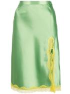 Callipygian Neon Yellow Lace Slip Skirt - Green