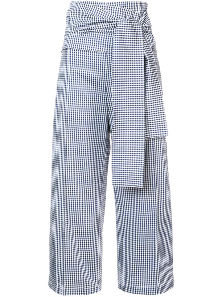 Silvia Tcherassi Cropped Gingham Trousers - Blue