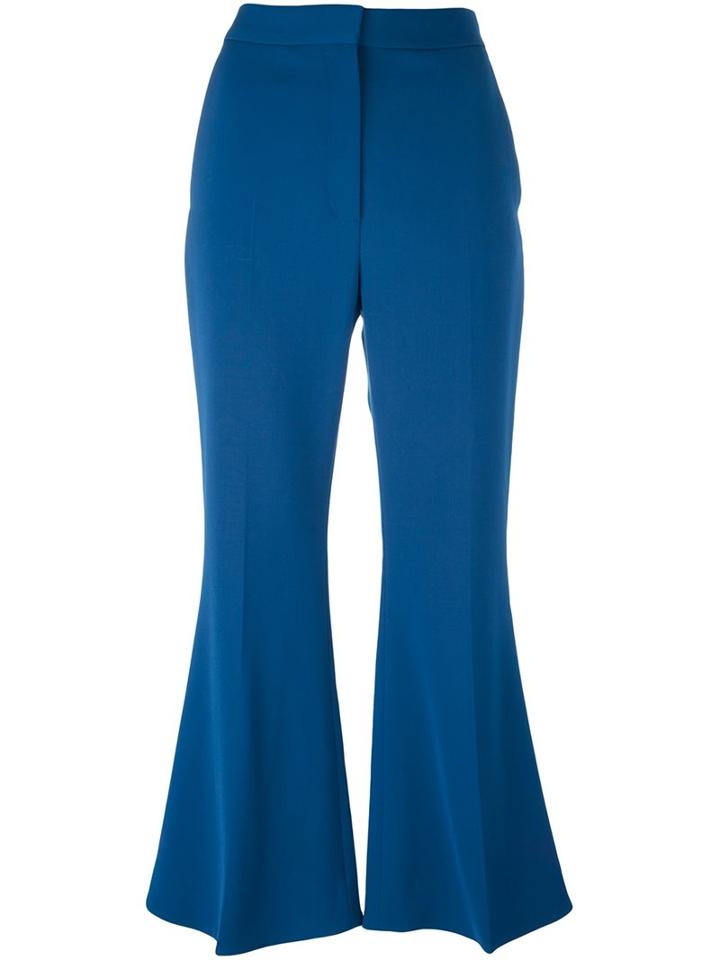 Stella Mccartney Cropped Flared Trousers, Women's, Size: 38, Blue, Wool
