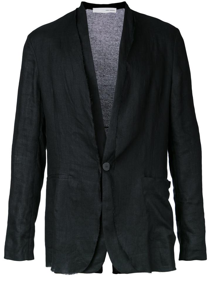Isabel Benenato Knitted Back Jacket, Men's, Size: 52, Black, Linen/flax