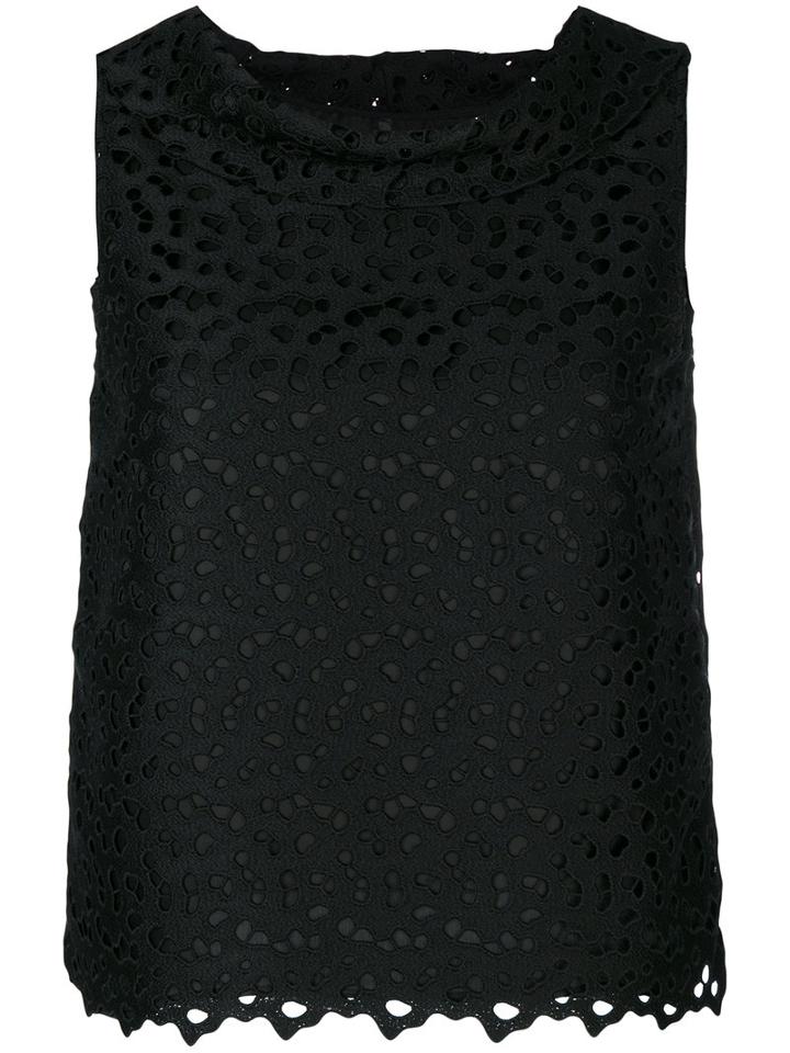 Boutique Moschino - English Embroidery Blouse - Women - Silk - 42, Black, Silk