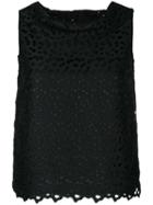 Boutique Moschino - English Embroidery Blouse - Women - Silk - 42, Black, Silk