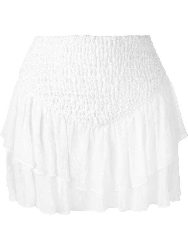 Jay Ahr Tiered Mini Skirt, Women's, Size: 38, White, Silk/cotton/polyester