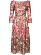 Marchesa Notte Floral Sequinned Dress - Pink & Purple