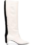 Grey Mer Applique Knee High Boots - White