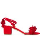 Aquazzura Wild Thing Sandals, Women's, Size: 36, Red, Suede/leather