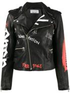 Faith Connexion Hand Painted Biker Jacket - Black