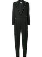 Saint Laurent Crystal Collar Jumpsuit, Size: 42, Black, Wool/silk