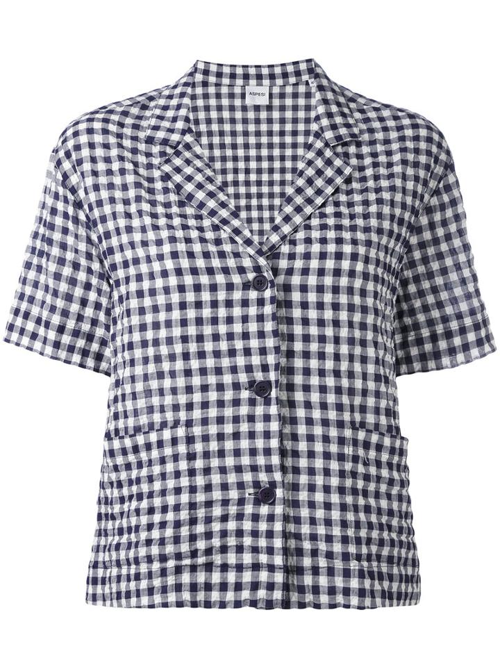 Aspesi - Checked Blazer - Women - Cotton/polyurethane - 44, Blue, Cotton/polyurethane