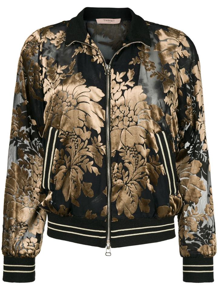 Twin-set Floral Dévoré Velvet Sweatshirt - Black