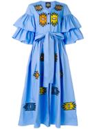 Katya Dobryakova Ruffled Ornament Dress - Blue
