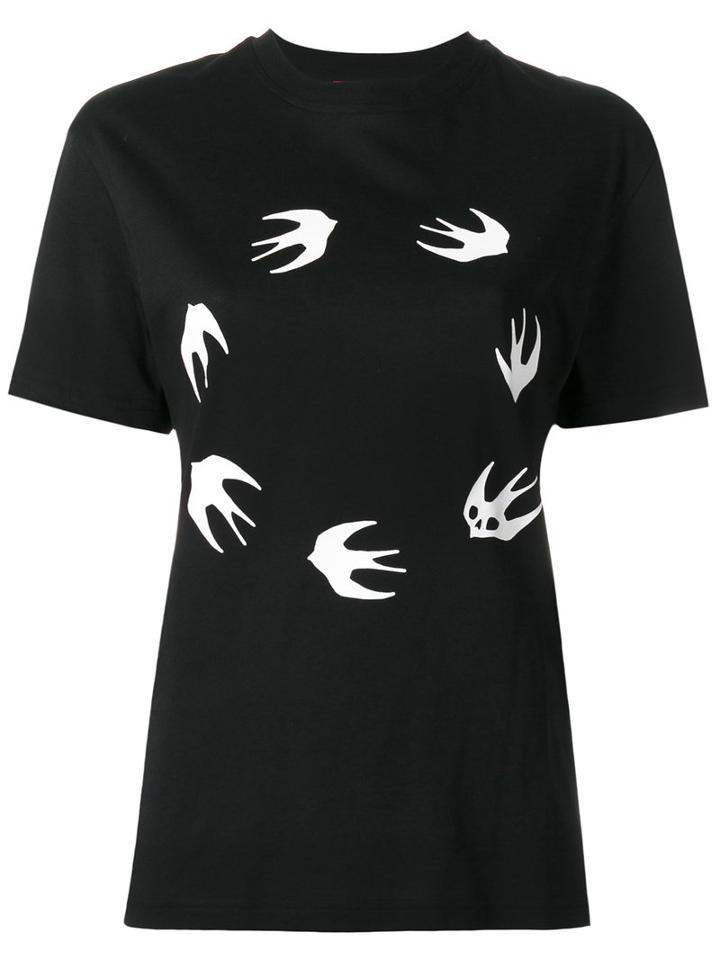 Mcq Alexander Mcqueen Swallow Print T-shirt, Women's, Size: Large, Black, Cotton