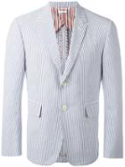 Thom Browne Striped Blazer, Size: 0, White, Cotton/cupro