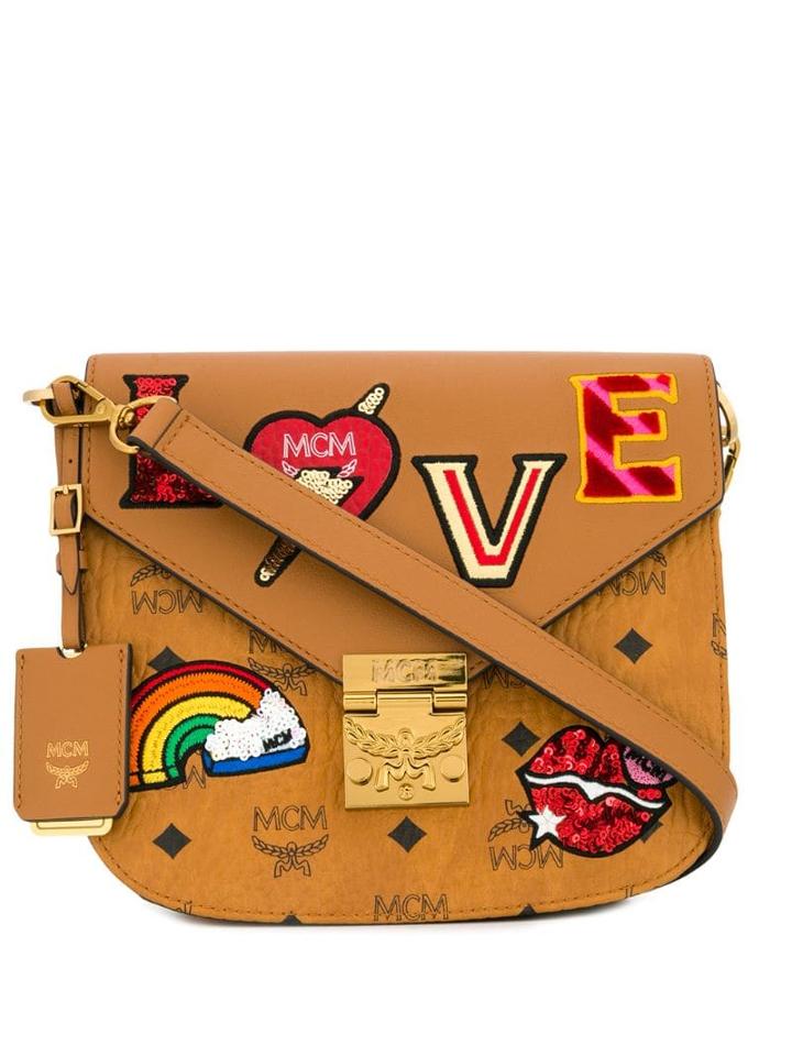 Mcm Patricia Love Patch Shoulder Bag - Brown