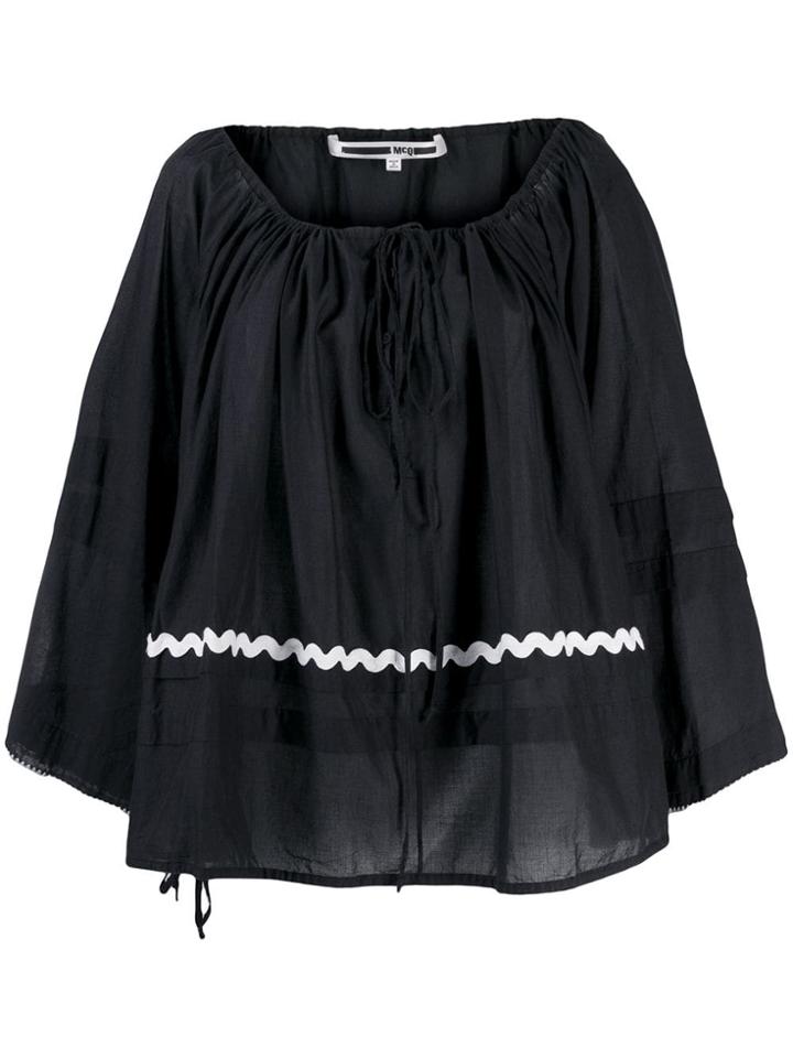 Mcq Alexander Mcqueen Embroidered Wavy Stripe Blouse - Black