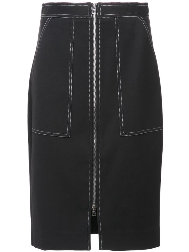 Dvf Diane Von Furstenberg Zip Front Denim Skirt - Black