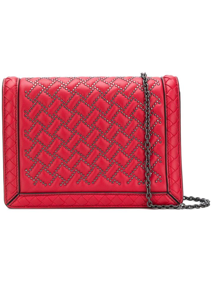 Bottega Veneta Stud Detail Cross Body Bag - Red