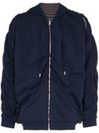 Y / Project Gathered Zip-front Hoodie - Blue