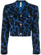 Versace Vintage Leopard Printed Cropped Jacket - Multicolour
