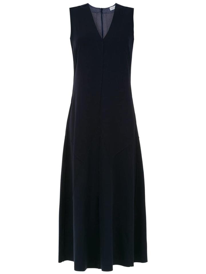 Mara Mac Long V-neck Dress - Blue