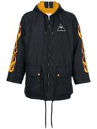 Palm Angels Printed Flame Parka - Black