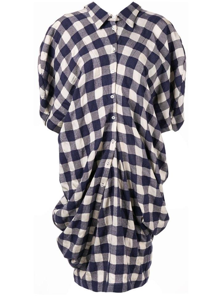 Dawei Check Print Dress - Blue