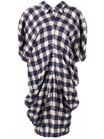Dawei Check Print Dress - Blue