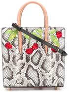 Christian Louboutin Small Paloma Sakura Tote, Women's, Black, Cotton/pvc/calf Leather/watersnake Skin