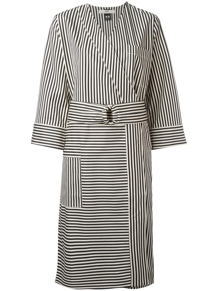Hope - Striped Wrap Dress - Women - Cotton/elastolefin - 36, Women's, Black, Cotton/elastolefin