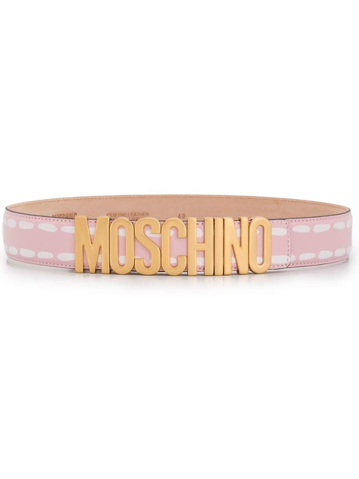 Moschino Brushed Logo Belt - Pink
