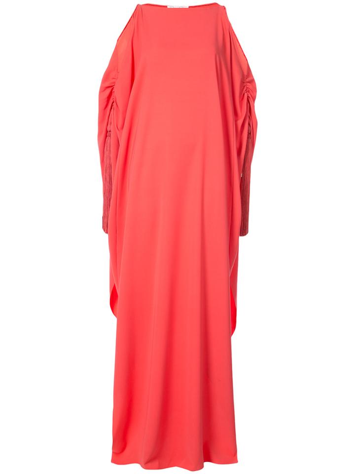 Oscar De La Renta Cold-shoulder Tassel-embellished Gown - Pink &