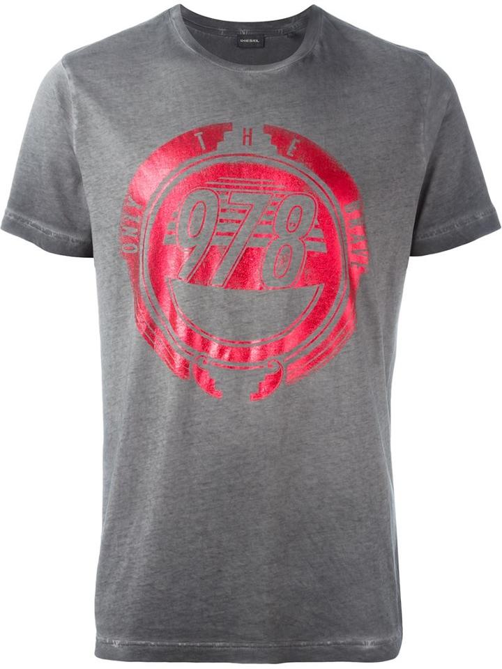Diesel 't-joe-ap' T-shirt, Men's, Size: Xl, Grey, Cotton