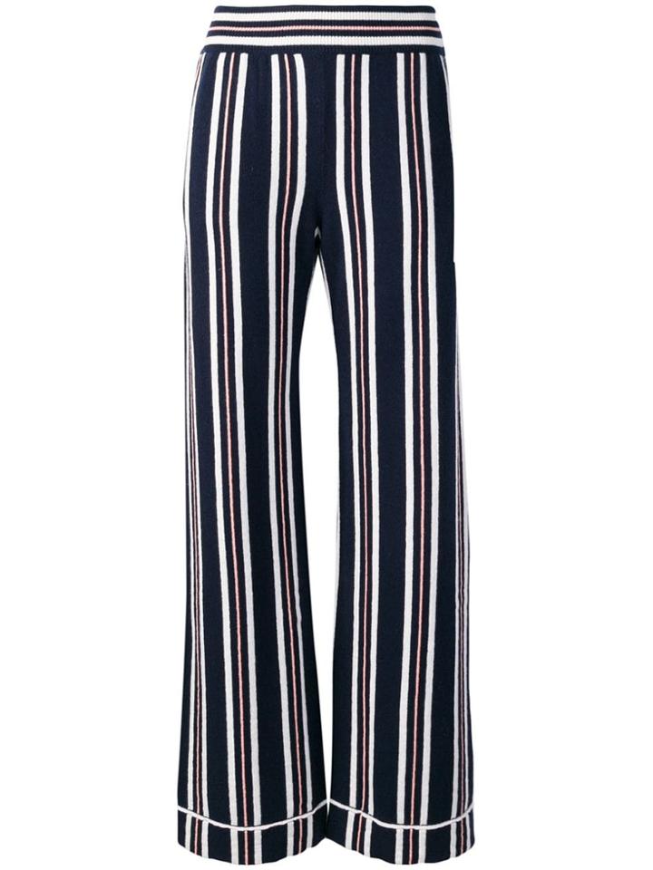 Barrie Striped Knitted Trousers - Blue